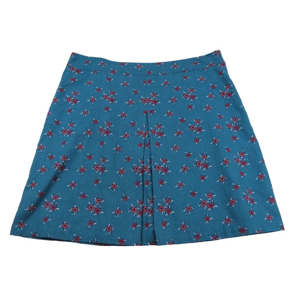 NESS Scotland Women's Teal Red Floral Bernice Pleat Skirt US14